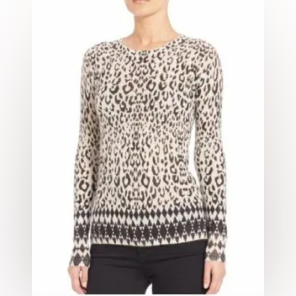 Rebecca Taylor Mohair Blend Animal Print Lightweight Sweater Size XS